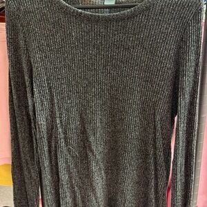 Old Navy Gray Ribbed Long Sleeve Top